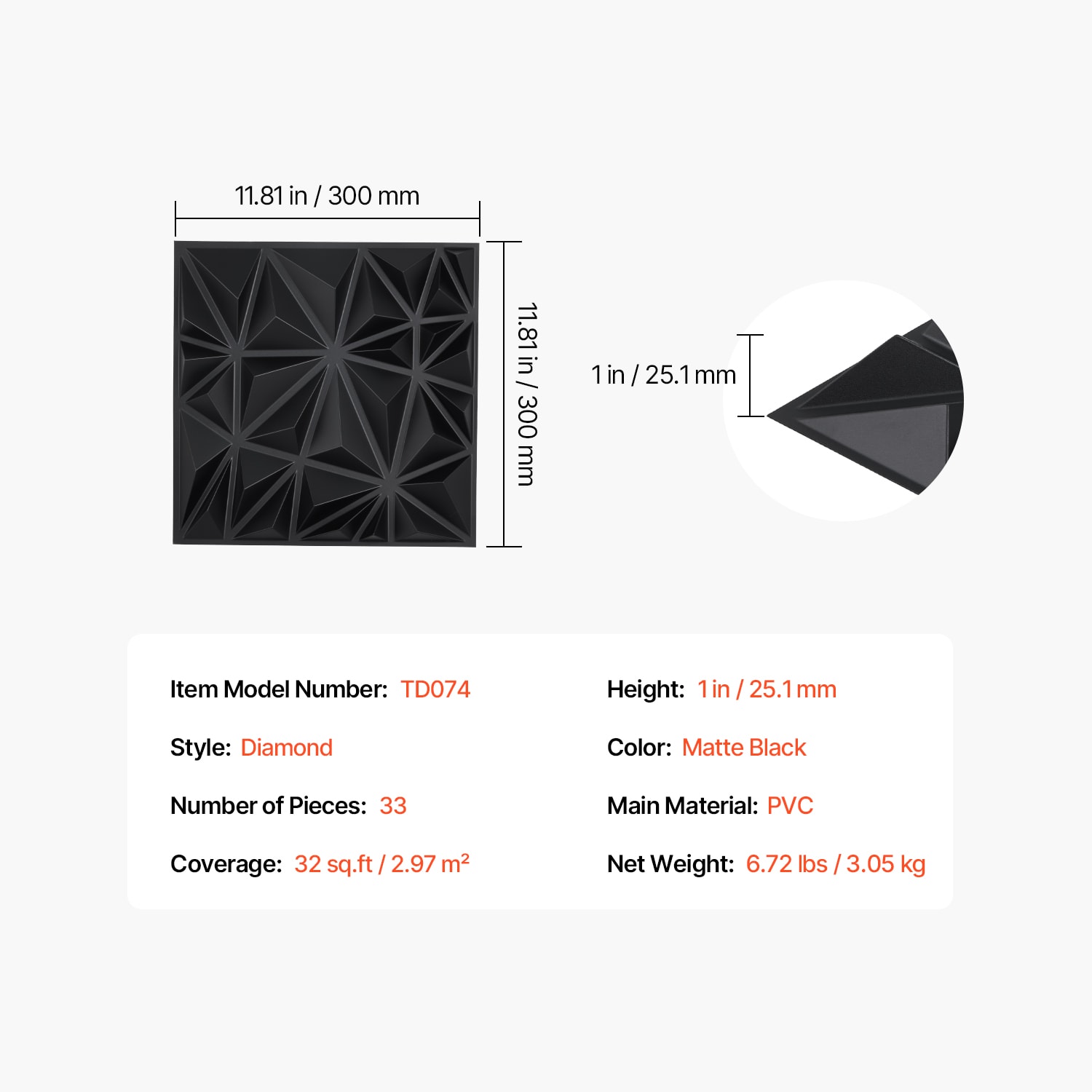 3d Wall Panels Diamond Matte Black Pvc Adhesive Wall Stickers_voghion.com